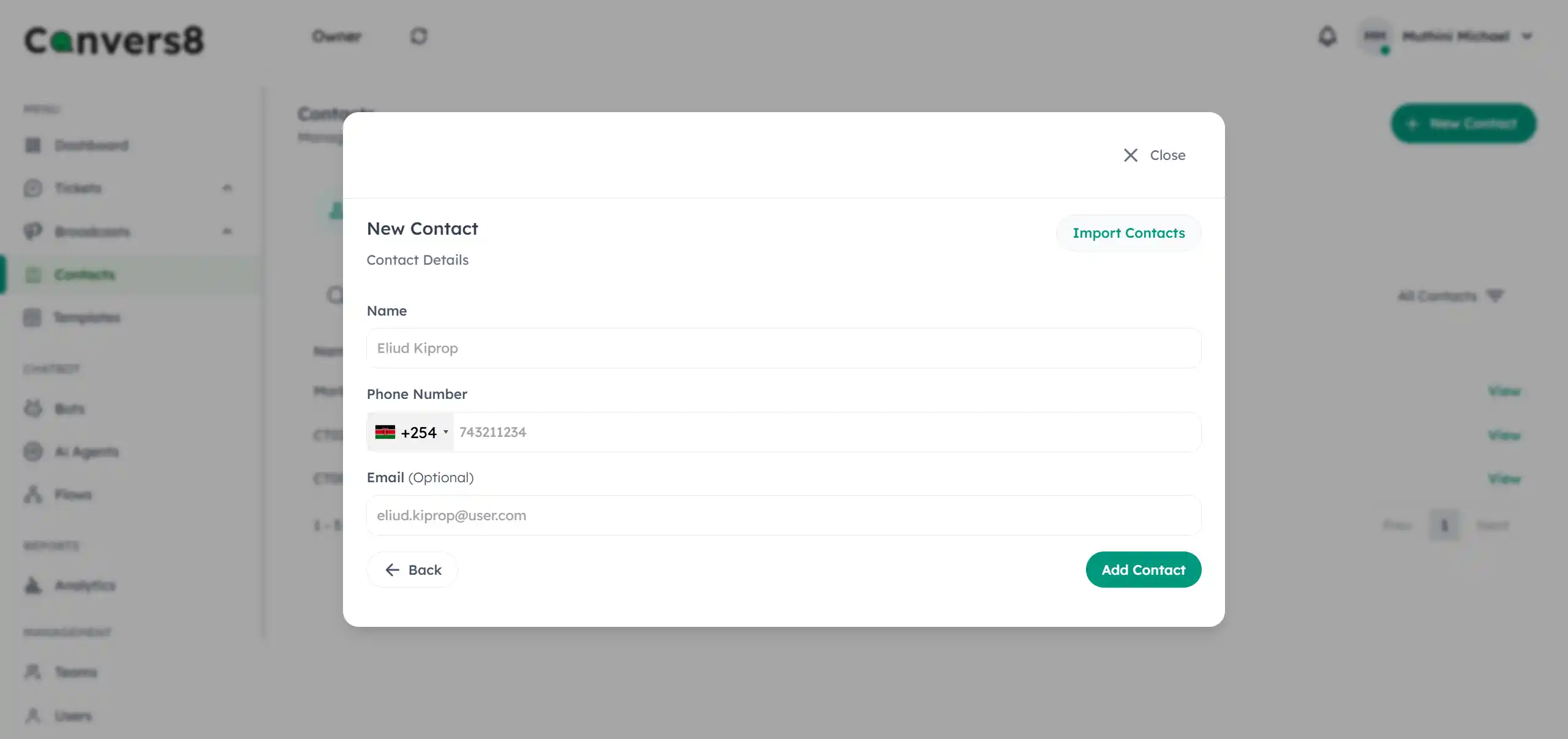 contact duplicate entry error